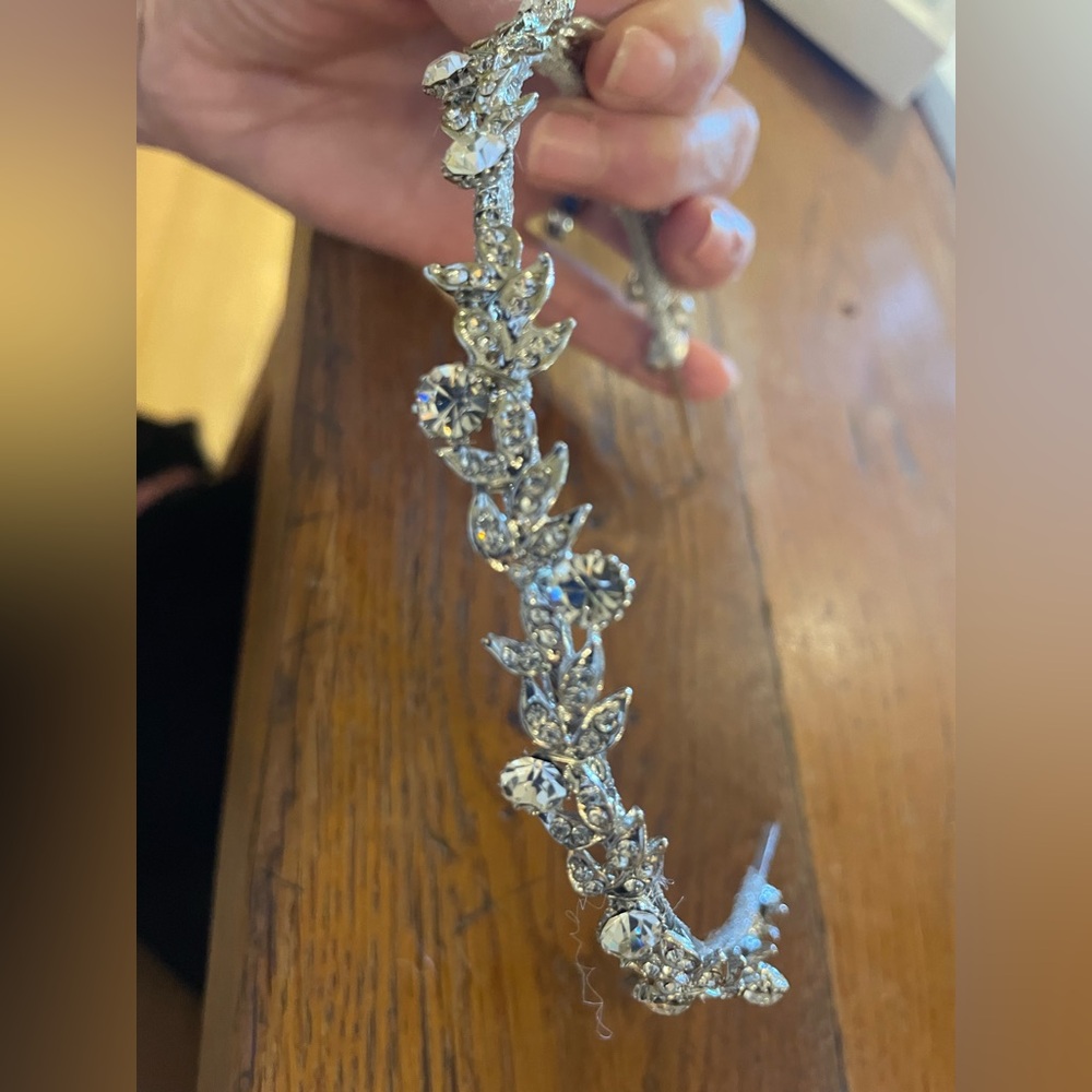 Boho wedding headband Silver Crystal
